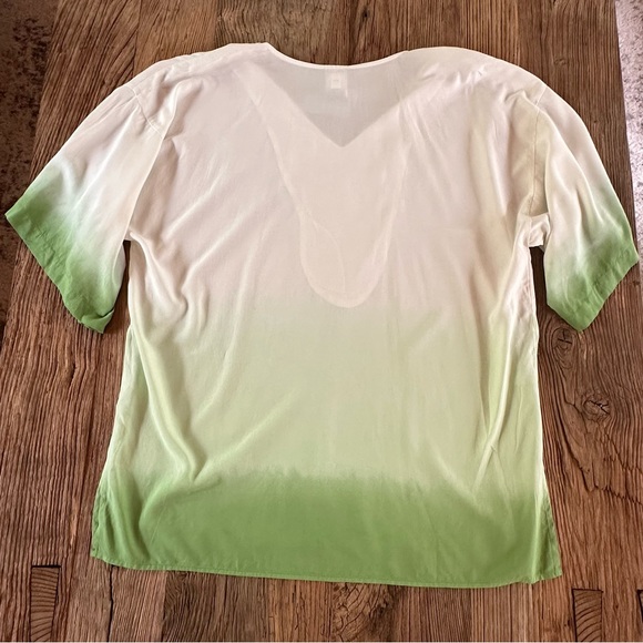 CHICO'S 2 Womens Ombre Tropical Emerald Beaded Tunic Top Sz 12/14 Kimono NWT - Picture 3 of 12